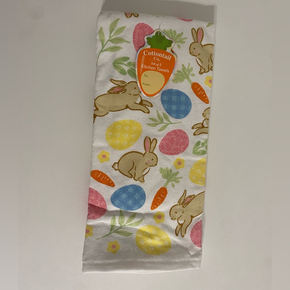 Set of 2 Easter Bunny Rabbit Kitchen Towels